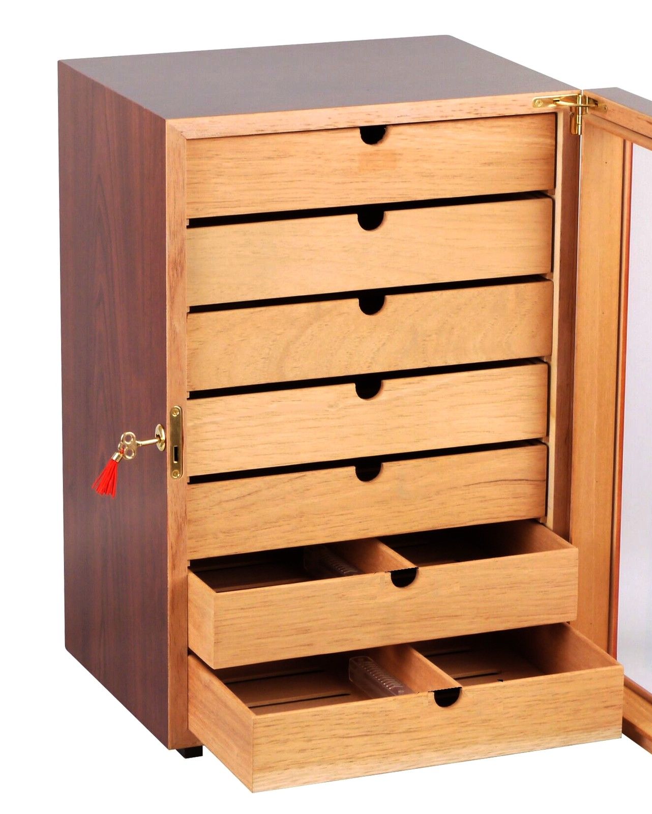 Humidor Cabinet Large Rosewood Finish CA 400 Cigars 7 Acrylic Polymer